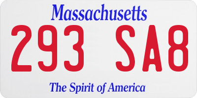 MA license plate 293SA8