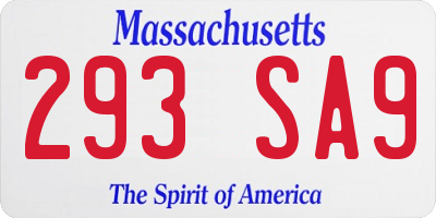 MA license plate 293SA9