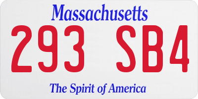 MA license plate 293SB4