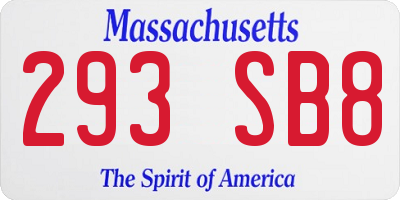 MA license plate 293SB8