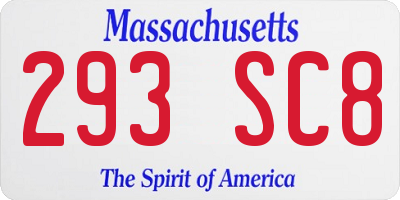 MA license plate 293SC8