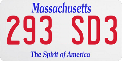 MA license plate 293SD3