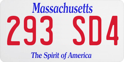 MA license plate 293SD4