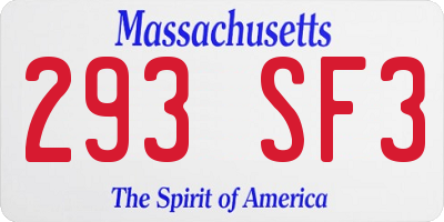 MA license plate 293SF3