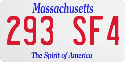 MA license plate 293SF4