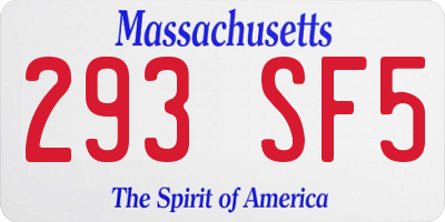 MA license plate 293SF5