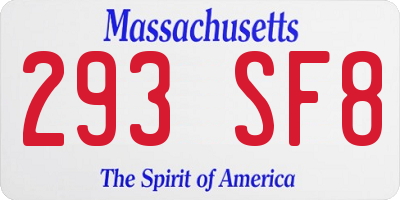MA license plate 293SF8
