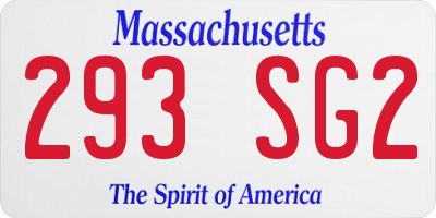 MA license plate 293SG2