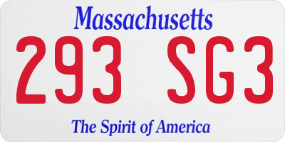 MA license plate 293SG3