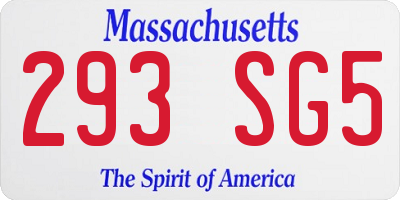 MA license plate 293SG5