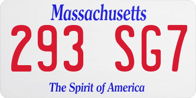 MA license plate 293SG7