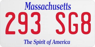 MA license plate 293SG8