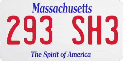 MA license plate 293SH3