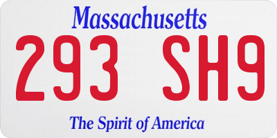 MA license plate 293SH9