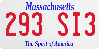 MA license plate 293SI3