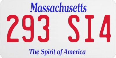 MA license plate 293SI4