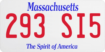 MA license plate 293SI5