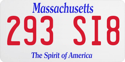 MA license plate 293SI8