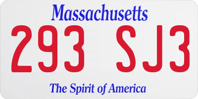 MA license plate 293SJ3