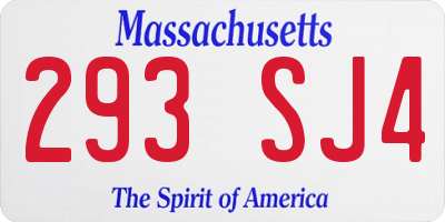 MA license plate 293SJ4