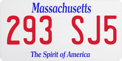 MA license plate 293SJ5