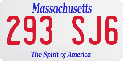 MA license plate 293SJ6