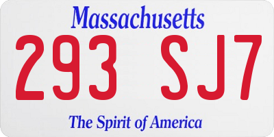 MA license plate 293SJ7