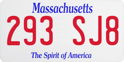 MA license plate 293SJ8
