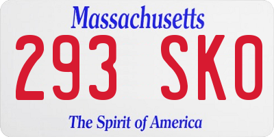 MA license plate 293SK0