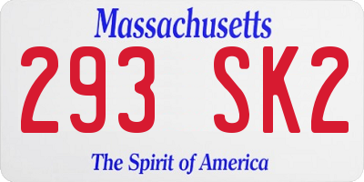 MA license plate 293SK2