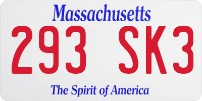 MA license plate 293SK3