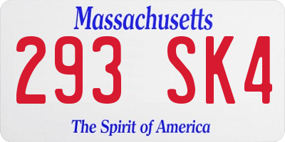 MA license plate 293SK4