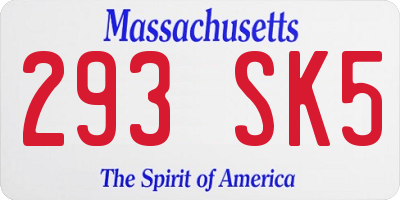 MA license plate 293SK5