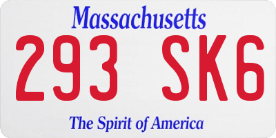 MA license plate 293SK6