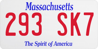 MA license plate 293SK7