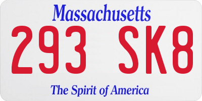 MA license plate 293SK8