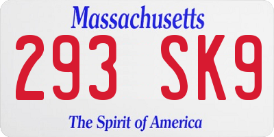 MA license plate 293SK9