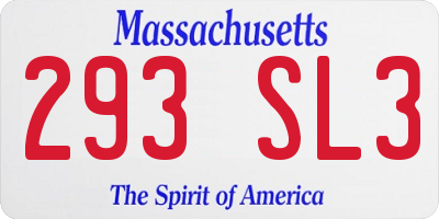 MA license plate 293SL3