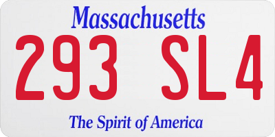 MA license plate 293SL4