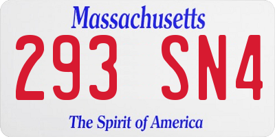 MA license plate 293SN4