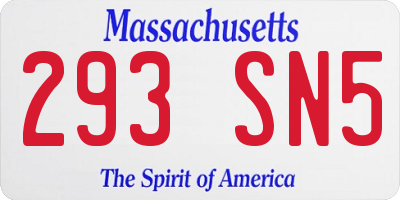 MA license plate 293SN5
