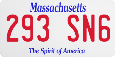 MA license plate 293SN6