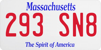 MA license plate 293SN8