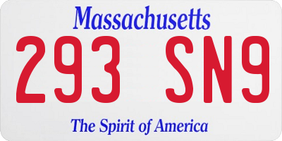 MA license plate 293SN9