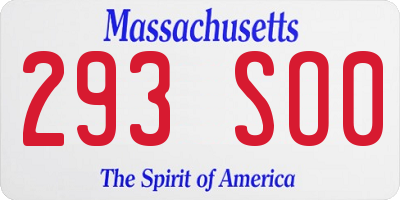 MA license plate 293SO0