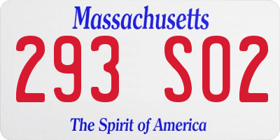 MA license plate 293SO2