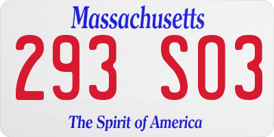 MA license plate 293SO3
