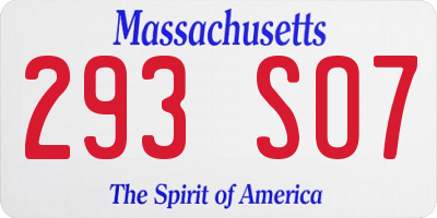MA license plate 293SO7