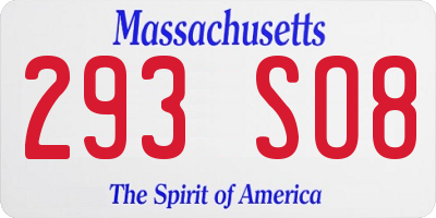 MA license plate 293SO8