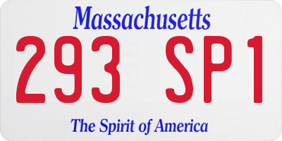 MA license plate 293SP1